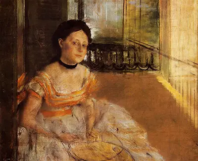 Woman Seated on a Balcony Edgar Degas